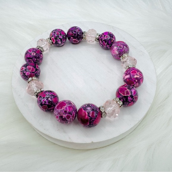 Colorful Beaded Glass Fashion Statement Stackable Bracelet Style 1 - Picture 1 of 6